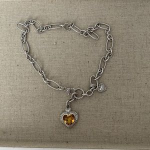 Judith Ripka sterling silver necklace with citrine heart